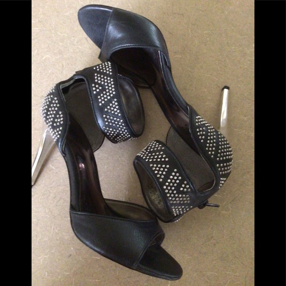Carlos Black with Silver Studded Open Toed Heels - Picture 9 of 9